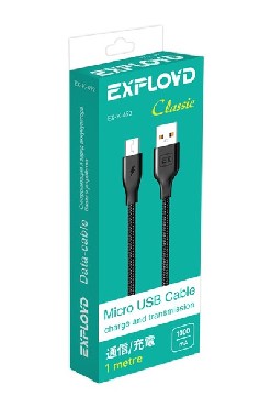 Дата-кабель EXPLOYD EX-K-492 Дата-кабель USB - microUSB 1М Classic круглый чёрный