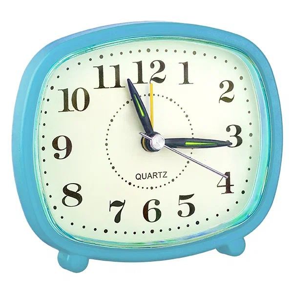 Часы PERFEO (PF_C3103) Quartz часы-будильник "PF-TC-005", прямоугольные 10*8,5 см, синие