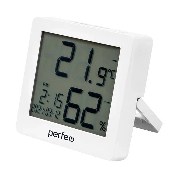 Часы PERFEO (PF_C3583) Часы-метеостанция "Cubo", белый, (PF-S2110AS) (время, будильник, температура, влажность, дата, крепление на стену)