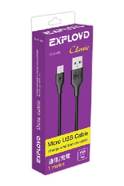 Дата-кабель EXPLOYD EX-K-480 Дата-кабель USB - microUSB 1М Classic круглый чёрный