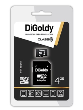 Карта памяти DIGOLDY 4GB microSDHC Class10 + адаптер SD
