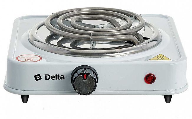 Плитка электрическая DELTA D-703 одноконфорочная спираль белая (5)