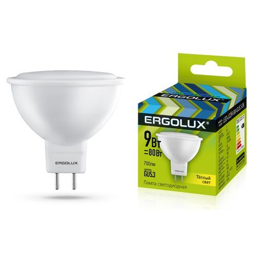 Лампа ERGOLUX LED-JCDR-9W-GU5.3-3K (Эл.лампа светодиодная JCDR 9Вт GU5.3 3000K 180-240В)