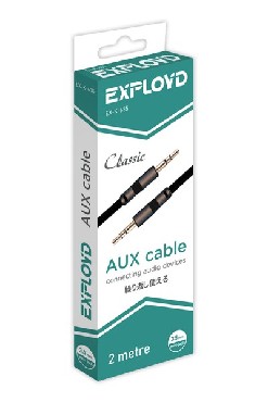 Кабель EXPLOYD EX-K-635 AUX Jack 3,5mm (M) - Jack 3,5mm (M) плоский стерео аудио 2M чёрный Classic