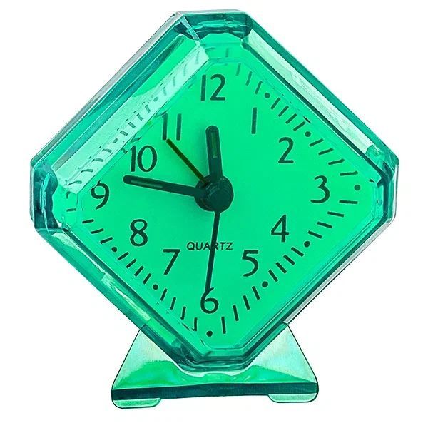 Часы PERFEO (PF_C3093) Quartz часы-будильник "PF-TC-002", ромб. 7,5*8,5 см, зелёные