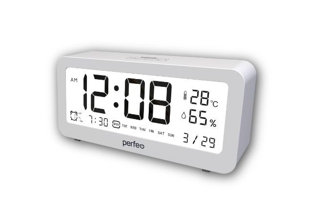 Часы PERFEO (PF_C3576) Часы-метеостанция "Brisa", белый, (PF-S8827) (время, будильник, температура, влажность, дата, подсветка)