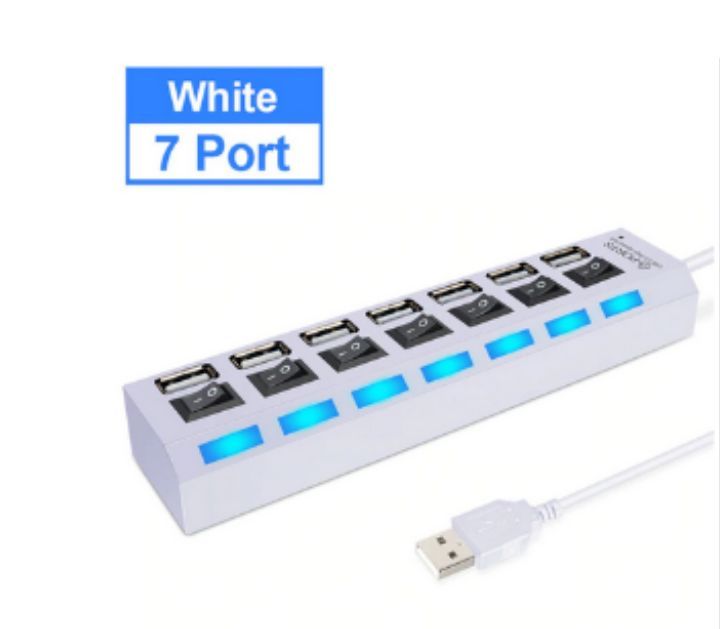 USB-хаб SMARTBUY (SBHA-7207-W) USB 2.0 хаб + выкл., 7 портов, белый