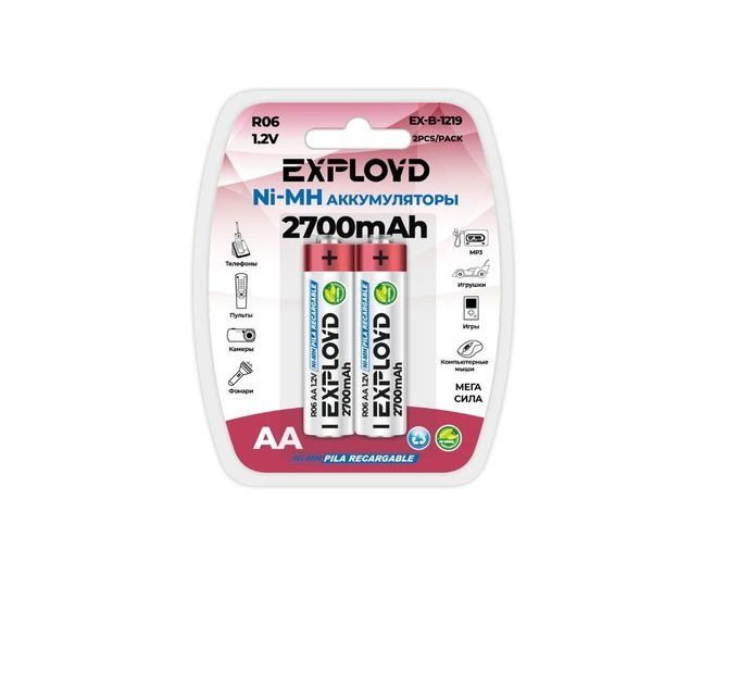 Аккумулятор размера AA EXPLOYD EX-B-1219 R06-2BL/2700mAh/в пластиковой упаковке/1.2B
