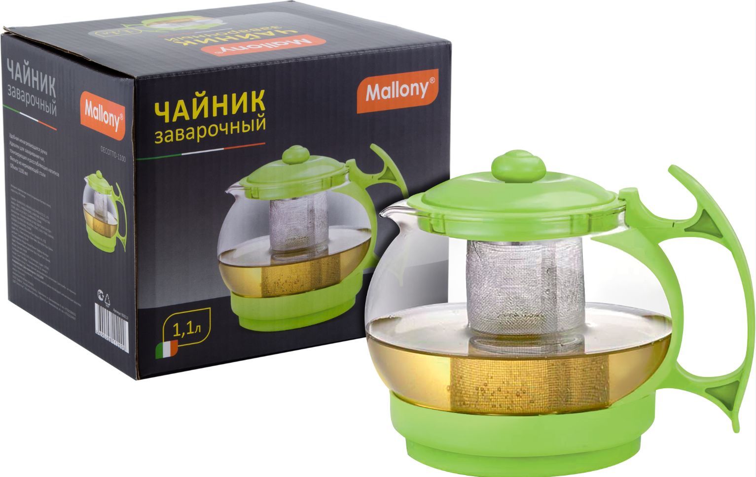 Чайник MALLONY Чайник заварочный, DECOTTO -1100, 1,1л (910113)
