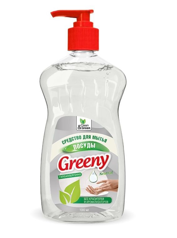 Моющее средство CLEAN&GREEN CG8141 Средство для мытья посуды Greeny Neutral с дозатором 1000 мл.