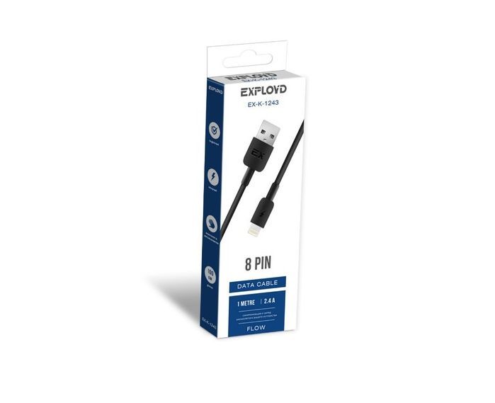 КАБЕЛЬ USB AM / 8PIN / 30PIN EXPLOYD EX-K-1243 Дата-кабель USB - 8 Pin 1М чёрный