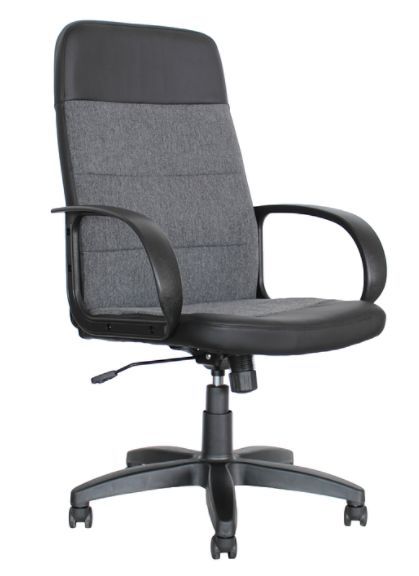 Кресло компьютерное ЯрКресло Кресло Кр58 ТГ ПЛАСТ С1(ткань серая)/ЭКО1 (экокожа черная)