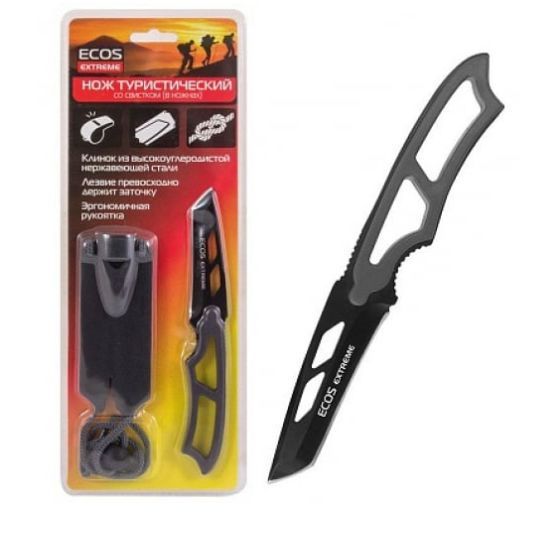 Нож туристический со свистком (в ножнах) EX-SW-B01GR ECOS серый ECOS Нож туристический со свистком (в ножнах) EX-SW-B01GR ECOS серый 325125
