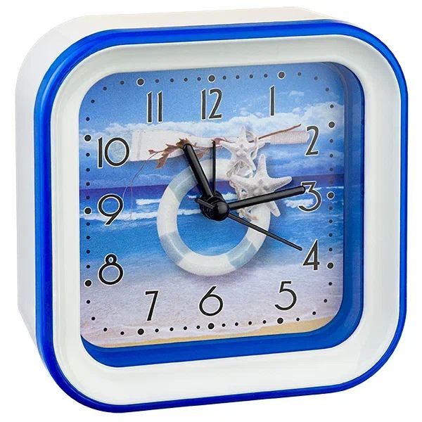 Часы PERFEO (PF_C3105) Quartz часы-будильник "PF-TC-006", квадратные 10*10 см, спасат. круг