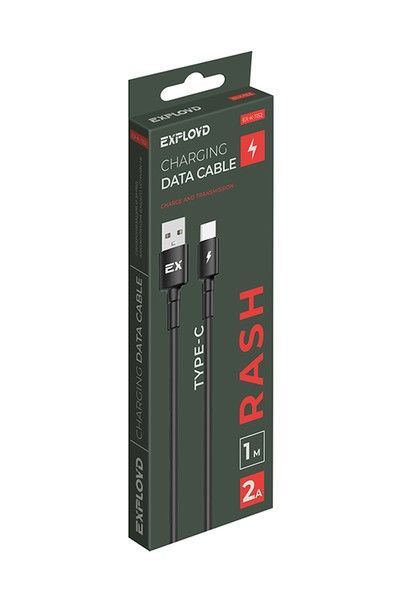  EXPLOYD EX-K-1152 Дата-кабель/USB - TYPE-C/круглый/чёрный/1М/2A/Rash