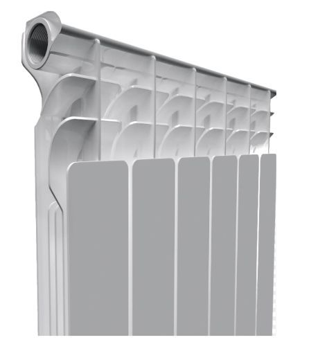 Радиатор алюминиевый АКВАПРОМ AL 500/100 A11 8 секций (серый квадрат) 00-00018426