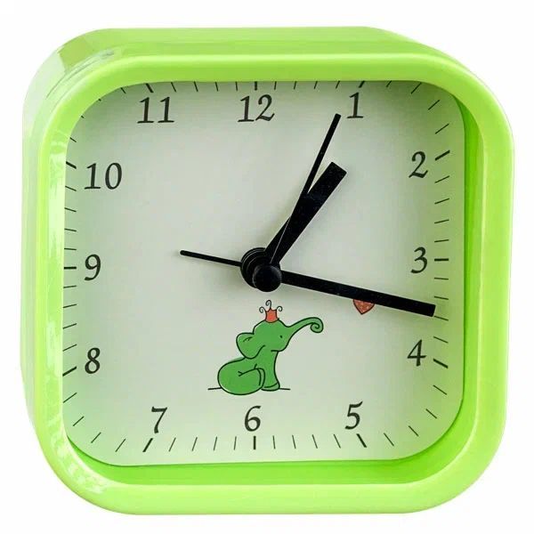 Часы PERFEO (PF_C3143) Quartz часы-будильник "PF-TC-012", квадратные 9,5*9,5 см, зелёные